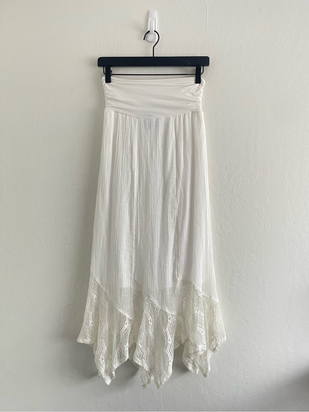 Y2K Apt. 9 White Maxi Pull On Asymmetric Lace Boho Skirt Retro Womens Size Small